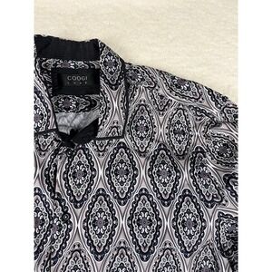 COOGI LUXE Mens 3XL Button Down Shirt Long Sleeve Paisley Print Black Gray Pink